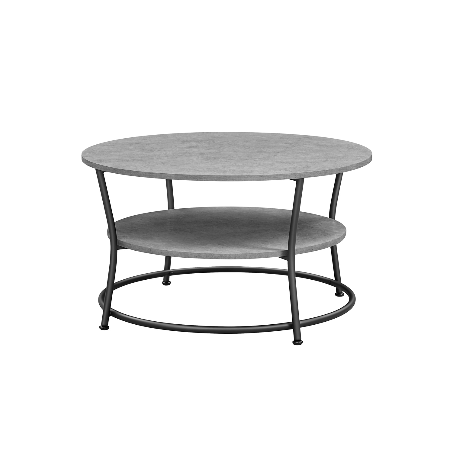Apvalus kavos staliukas su lentyna | 80 x 80 x 46,5 cm | Juoda, Pilka