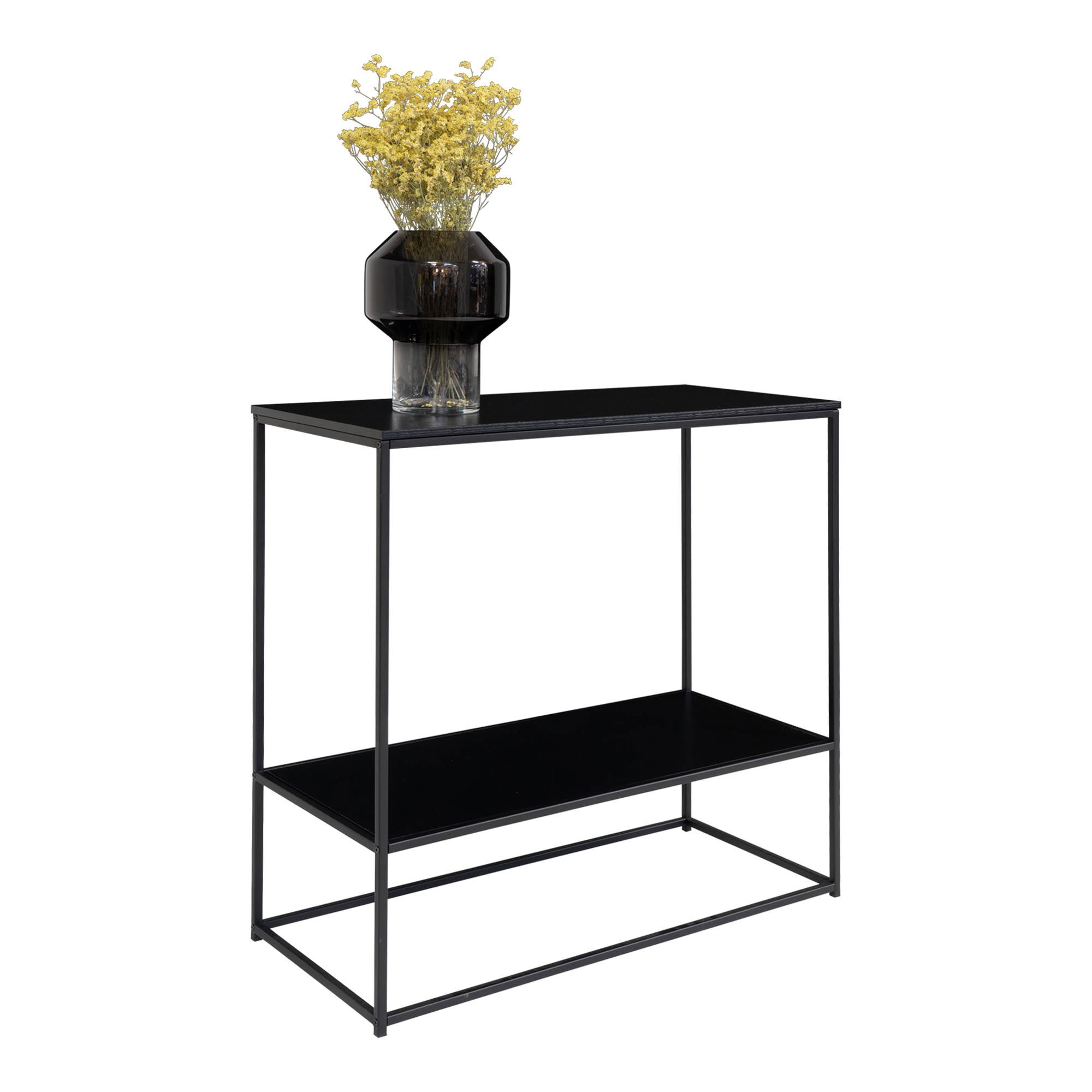 Juodo plieno konsolinis stalas | 80 x 80 x 36 cm | Juoda
