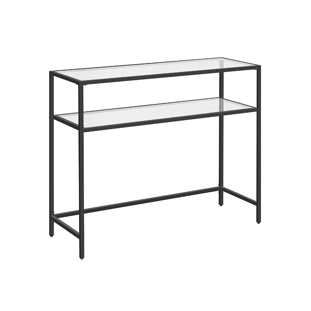 Juodas konsolinis staliukas su papildoma lentyna | Vitrina | 35 x 100 cm