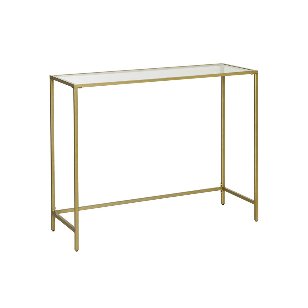 Minimalistinis konsolinis staliukas | Grūdintas stiklas | Auksinis rėmas | 35 x 100 cm