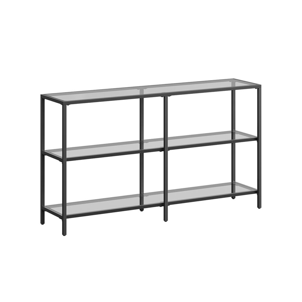 Dvigubas konsolinis staliukas | 3 lentynos | 30 x 130 cm | Juoda