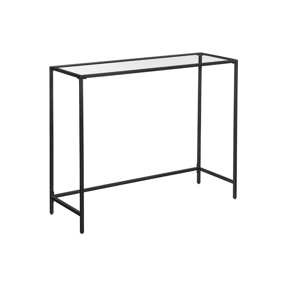 Minimalistinis konsolinis staliukas | Grūdintas stiklas | Juodas rėmas | 35 x 100 cm