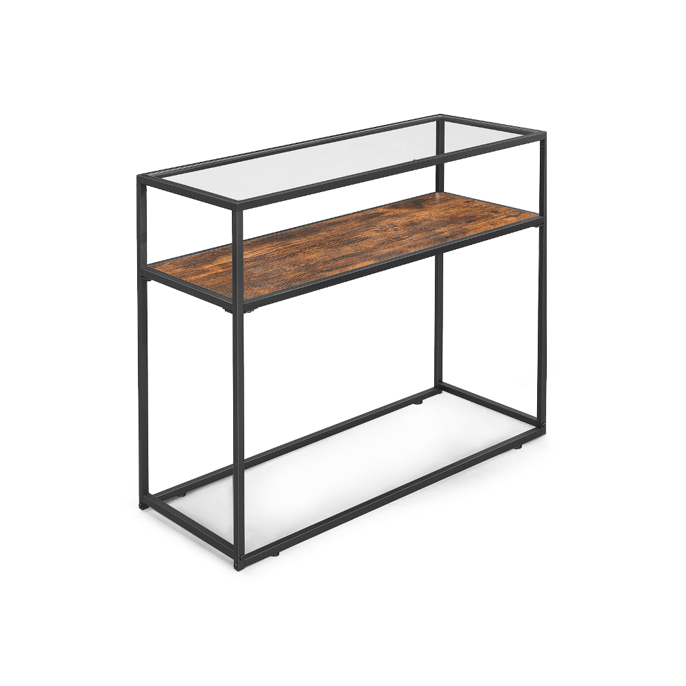 Konsolinis staliukas su stikliniu stalviršiu | 40 x 100 cm | Industrinis stilius