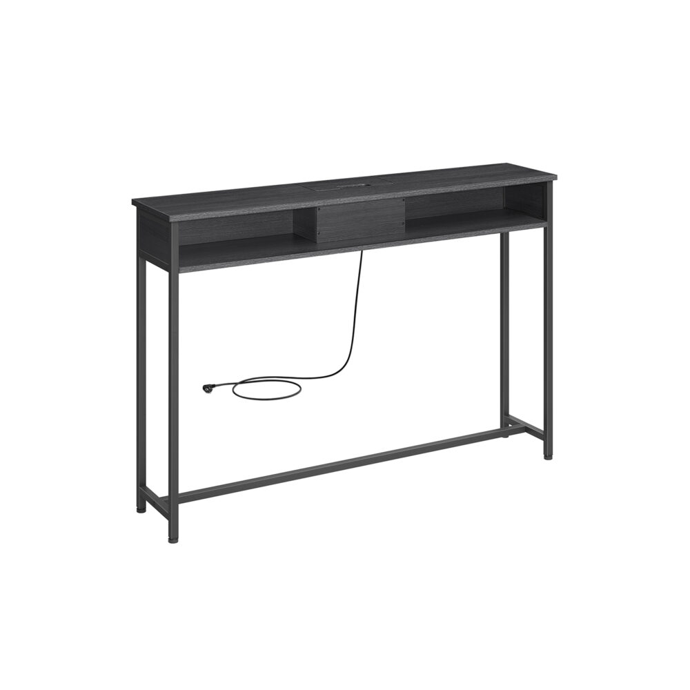 Konsolinis staliukas su USB ir el. lizdais | 25 x 120 cm | Juoda