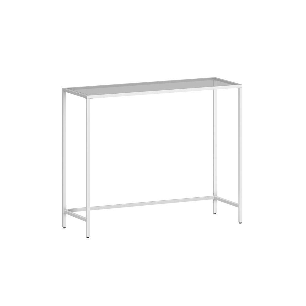 Minimalistinis konsolinis staliukas | Grūdintas stiklas | Baltas rėmas | 35 x 100 cm