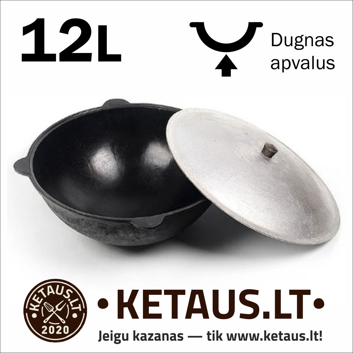 Užbekiškas poliruotas kazanas 12L (Namangan) apvalus dugnas