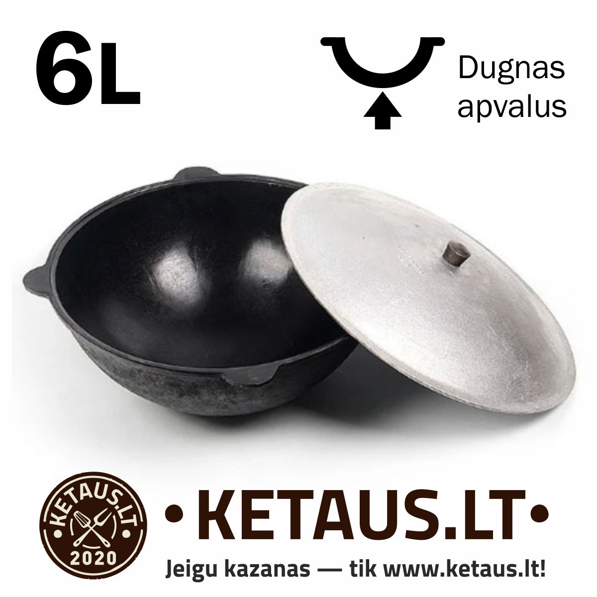 Uzbekiškas poliruotas kazanas 6L (Namangan) | apvalus dugnas