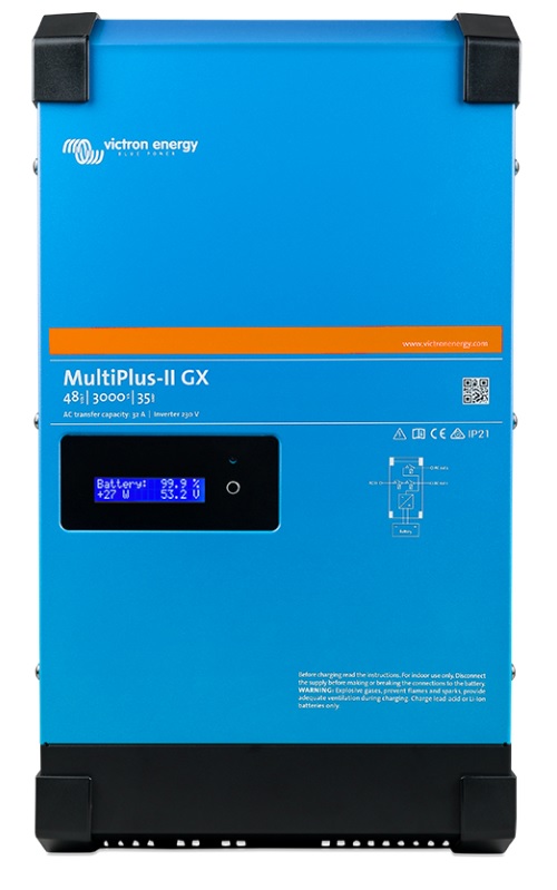Įtampos keitiklis - įkroviklis MultiPlus-II 24Vdc/230Vac 3000VA, UPS funkcija, su sinusine išėjimo įtampa, VE.Bus, Victron Energy