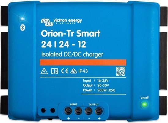 Įtampos keitiklis - įkroviklis DC/DC 24V:24V 12A 280W Orion-Tr-Smart, Bluetooth, galvaniškai izoliuotas, IP43, Victron Energy