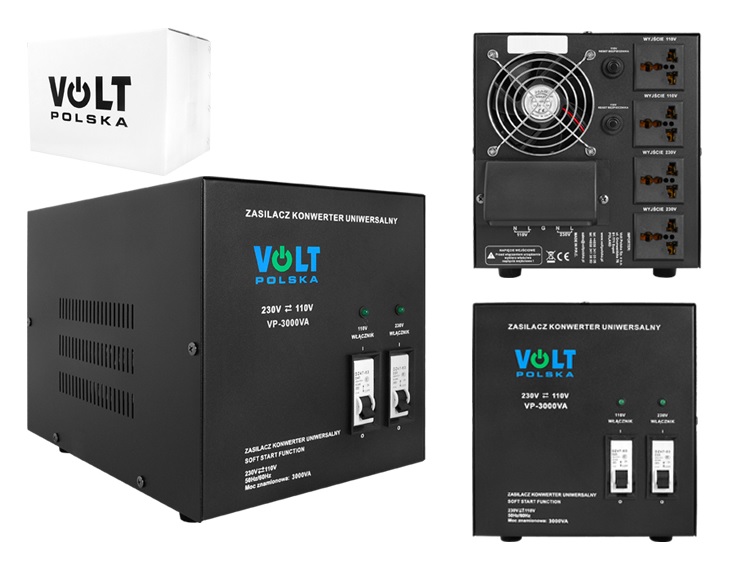 Transformatorinis įtampos keitiklis 230/110Vac ir 110/230Vac, reversinis, 3000VA, minkšto paleidimo
