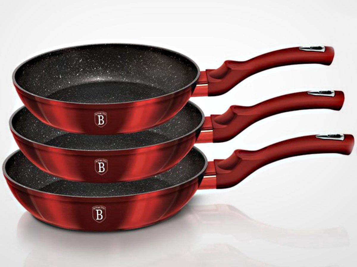 3 keptuvių rinkinys Berlinger Haus BH/1288NF Metallic Line Burgundy Edition