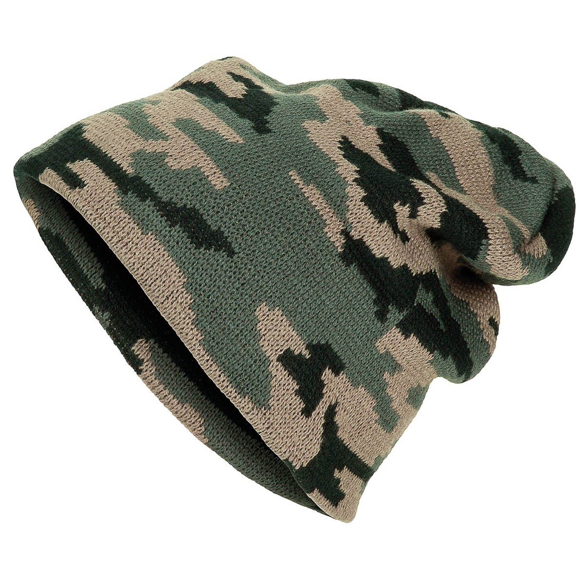 Megzta kepurė, `Beanie`, miško spalvinimas, plonas mezgimas (10931T) .
