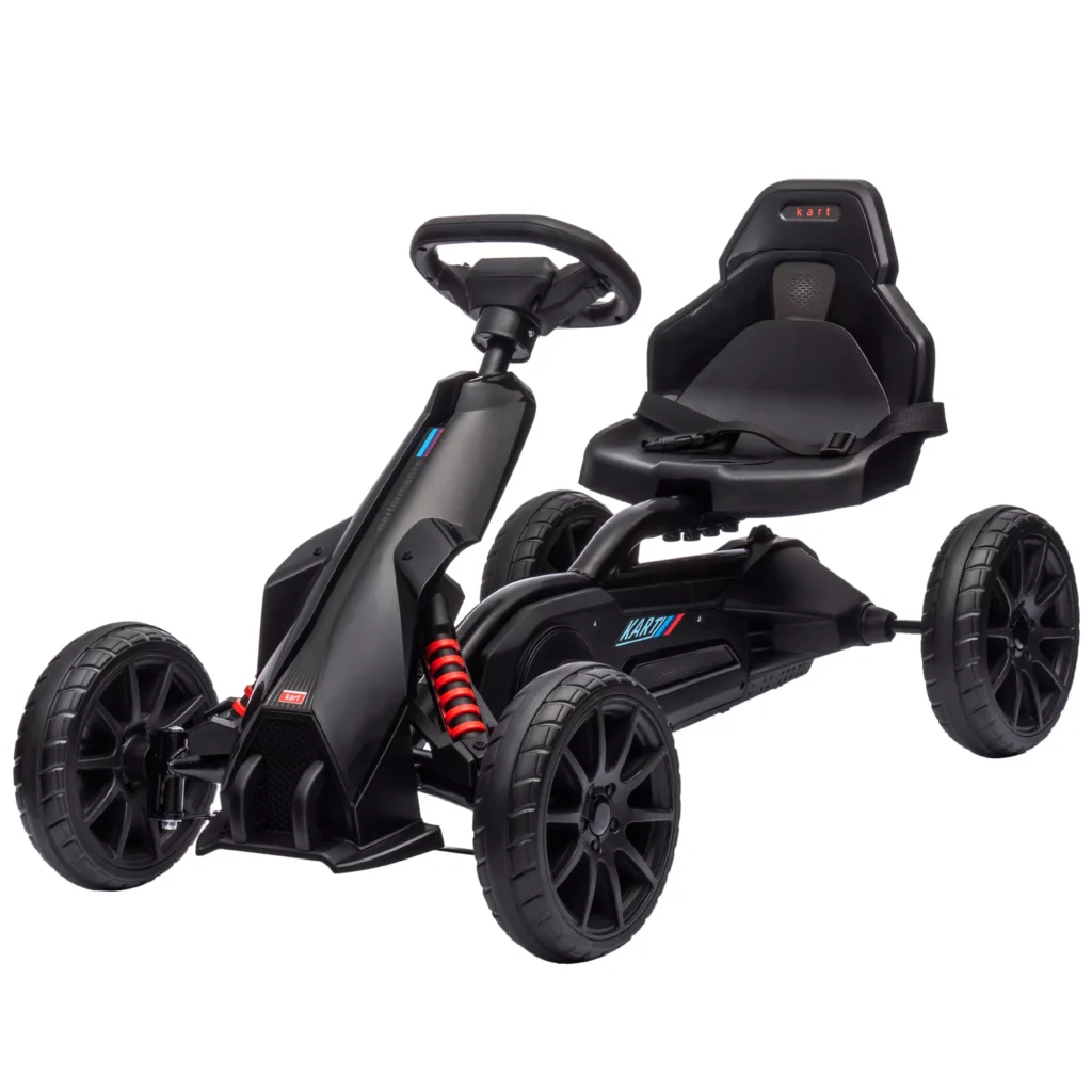 Pedalinis kartingas, reguliuojama sėdyne, priekine ir atbuline pavara, vaikams nuo 3 iki 8 metų, Juoda