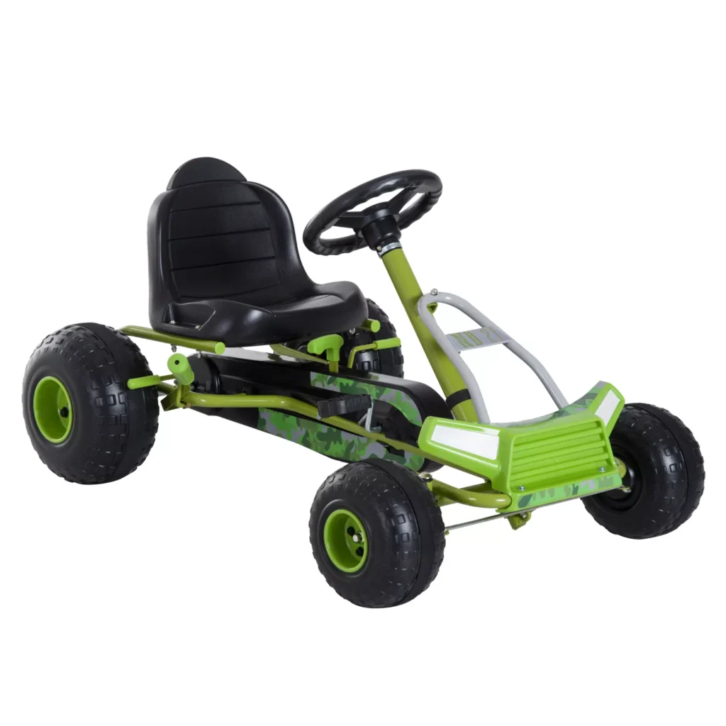 Pedalinis vaikų kartingas su reguliuojama sėdyne ir rankiniu stabdžiu nuo 3 metų - Žalia 95 x 66,5 x 57 cm
