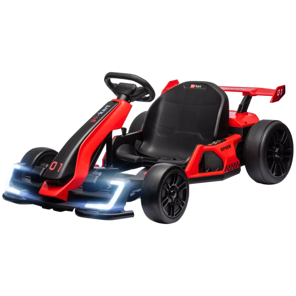 HOMCOM vaikų elektrinis kartingas 24 V 6-12km/h drift kartingas su drift režimu, lėtu startu, 3 padėčių reguliuojama sėdyne, kartingas su ekranu, muzika, saugos diržu, vaikiška transporto priemonė 6-12 metų vaikams, raudona