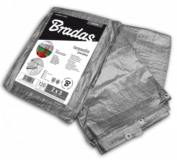 Sustiprintas tentas Bradas Silver, 8 x 12 m, 120 g/m²