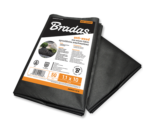 Agrotekstilė nuo piktžolių Bradas, 50 g/m², 0.8 x 10 m, neaustinė, juoda