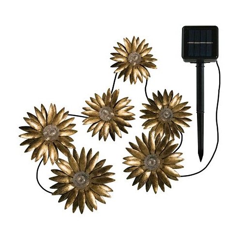 LED lauko šviestuvas EZ SOLAR FLOWER LIGHT CHAIN GOLD, 6-8 h, 230 cm