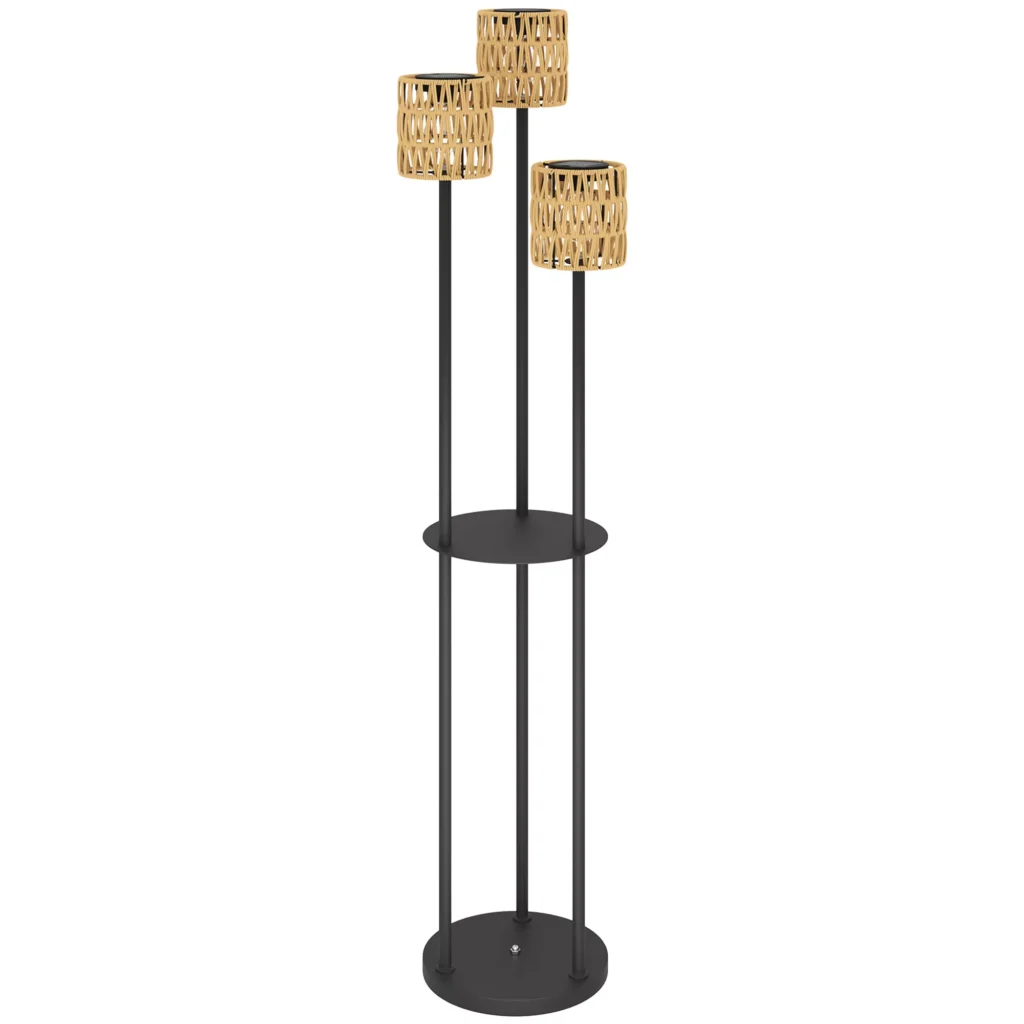 Lauko toršeras su šviesos jutikliu, 3 žibintai, Boho stilius, IP44, Ø37 x 144H cm