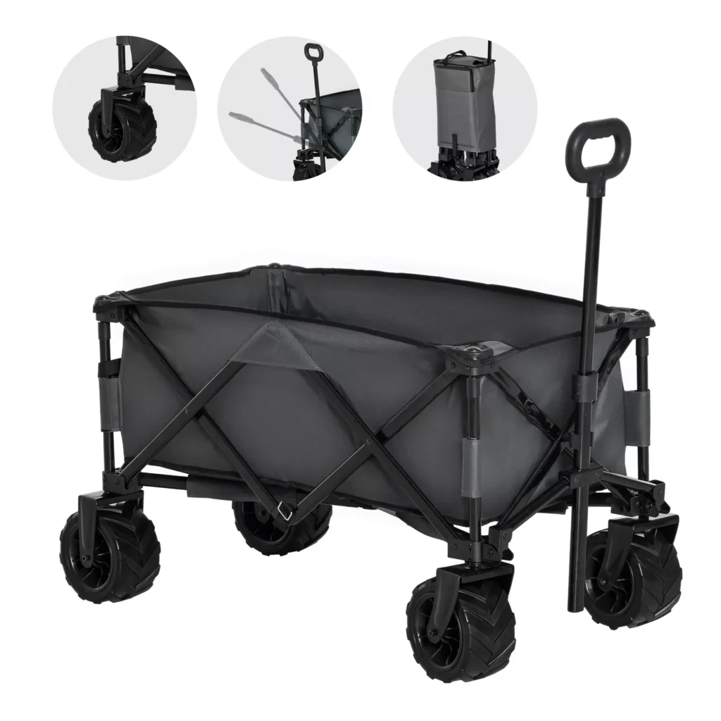 Sulankstomas rankinis sodo vežimėlis iki 70 kg, pilka 108x55x59-89cm