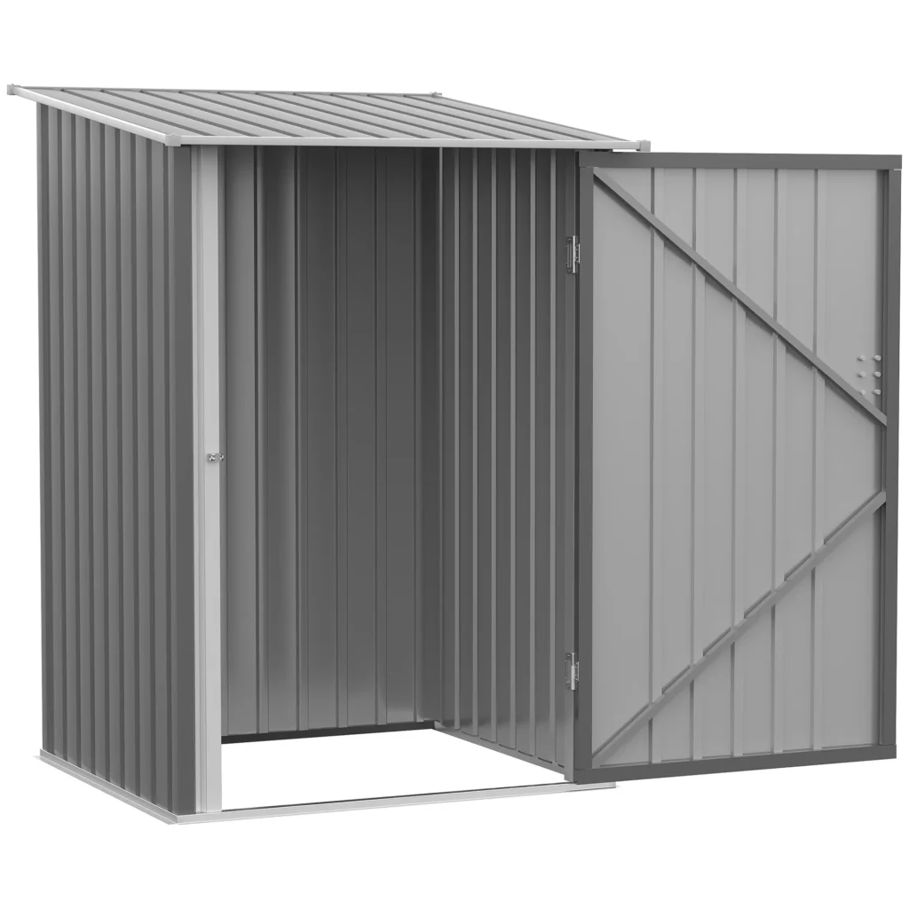 Plieninė stoginė įrankiams 0,92 m² Užrakinama sodo stoginė su vienšlaičiu stogu, 100x103x160cm, pilka