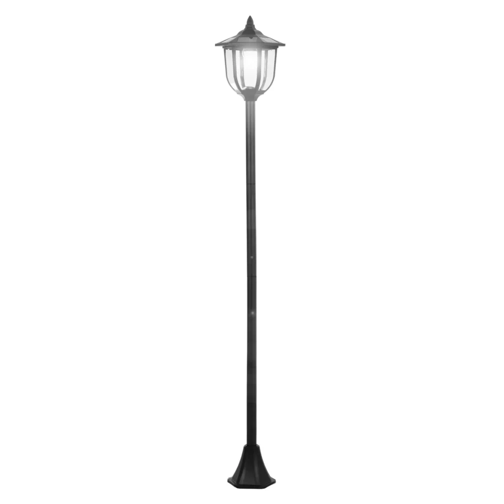 Saulės sodo žibintas LED sodo žibintas su 30/60 liumenų, plastikinis, juodas, Ø26,5 x H177 cm