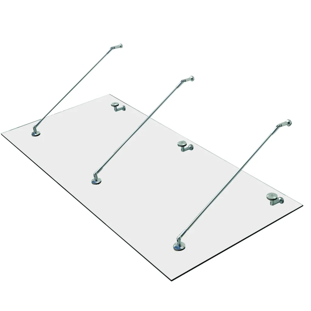Stiklinis durų stogelis iš nerūdijančio plieno 200x90cm