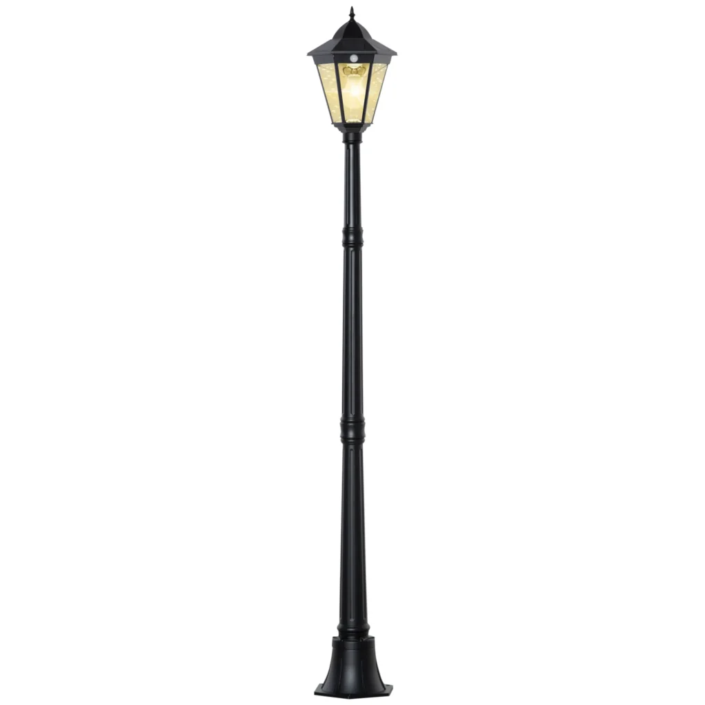 Sodo šviestuvas su 19 LED, 130 liumenų 3000K aliuminio grūdinto stiklo, juodas 22 x 22 x 194 cm