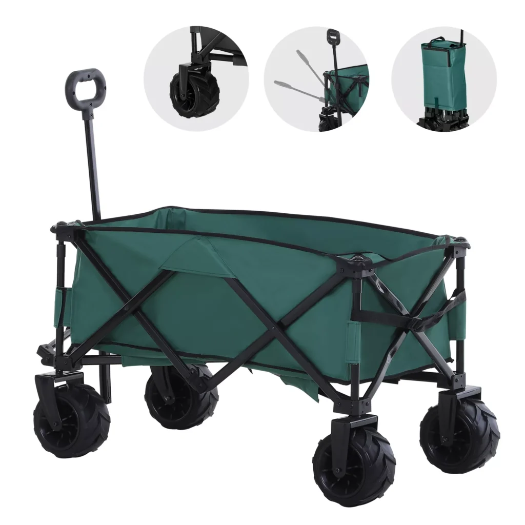 Sulankstomas rankinis sodo vežimėlis iki 70 kg, žalias 108x55x59-89cm