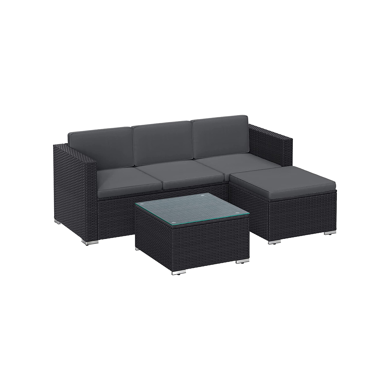 Lauko baldų komplektas Universalus išdėstymas | 60 x 173 x 66 cm | Juoda, Pilka