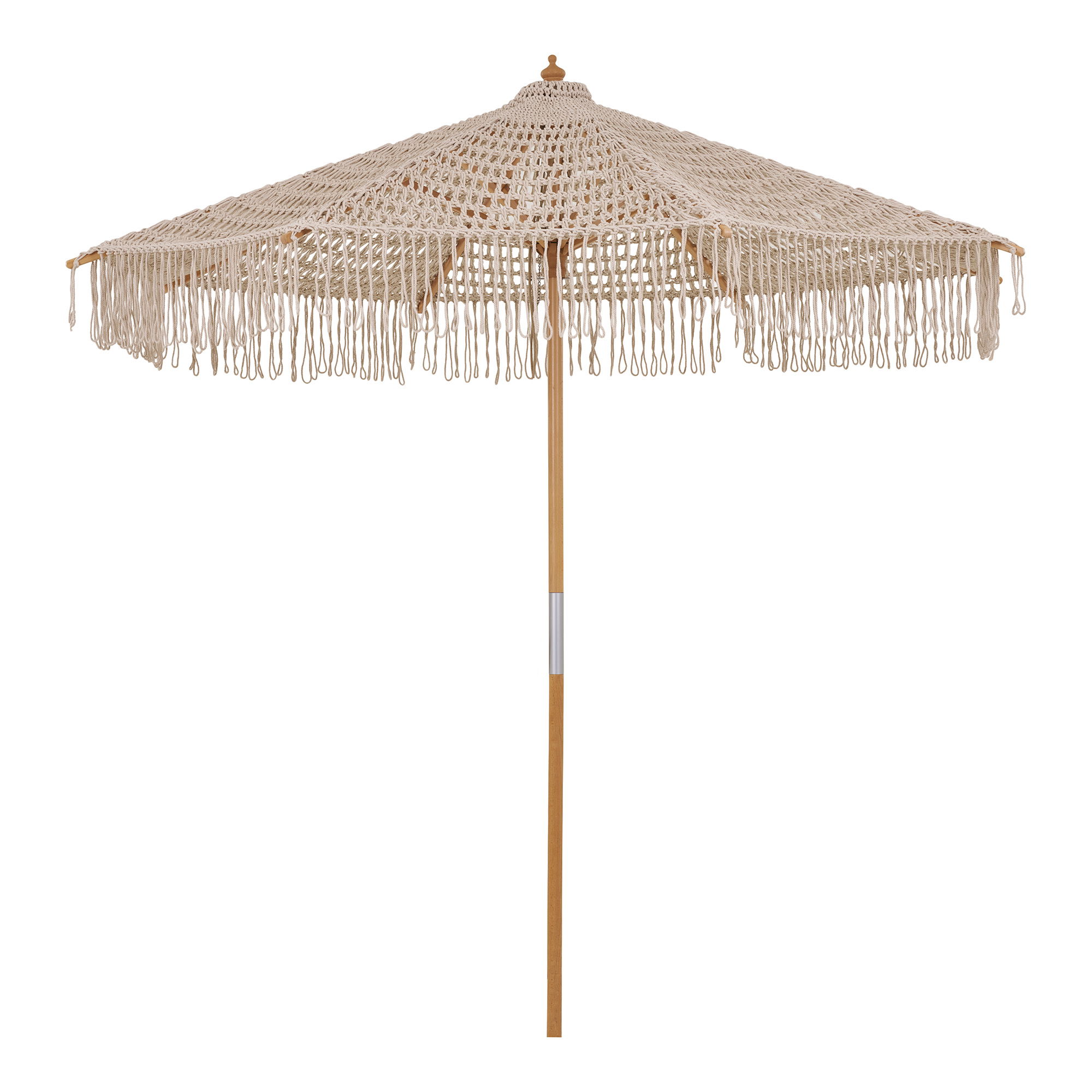Megztas lauko skėtis | Išskirtinis dizainas | Buko mediena | 250 x 255 x 250 cm | Smėlio