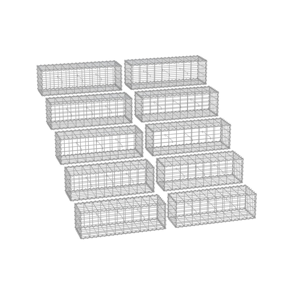 Gabionų krepšiai su 5 x 10 cm dydžio akutėmis akmenims, 10 vnt.