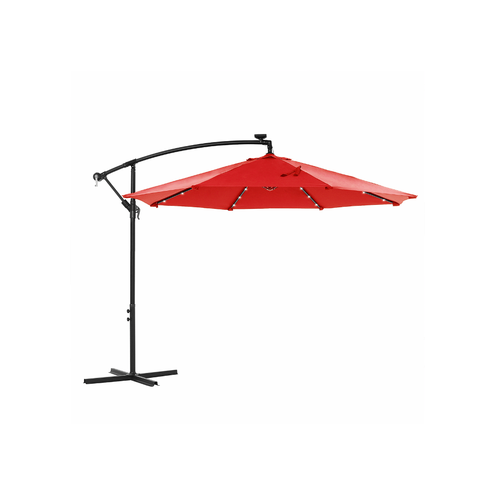Raudonas lauko skėtis nuo saulės su LED 300 x 300 cm