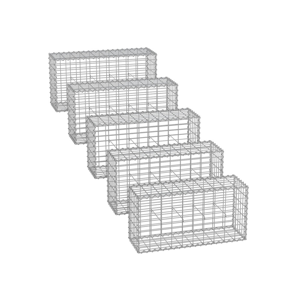 Gabionai Sodo dekoracijos tarpinės 100 x 30 x 30 cm, 5 vnt., sidabrinės spalvos