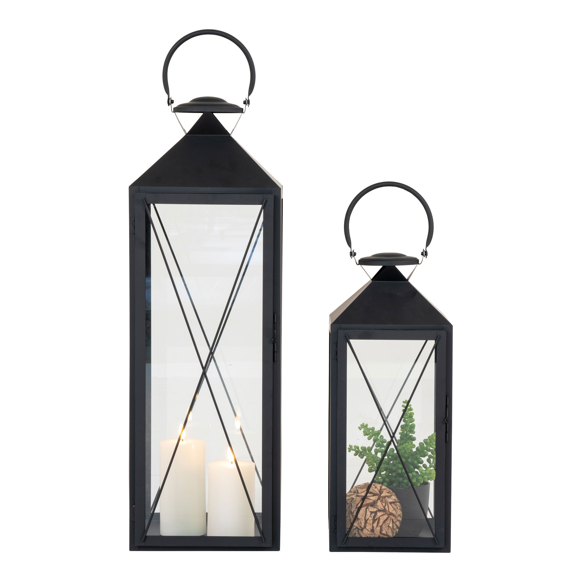 Skandinaviški lauko žibintai | 19-23 x 45-70 x 19-23 cm | Juoda