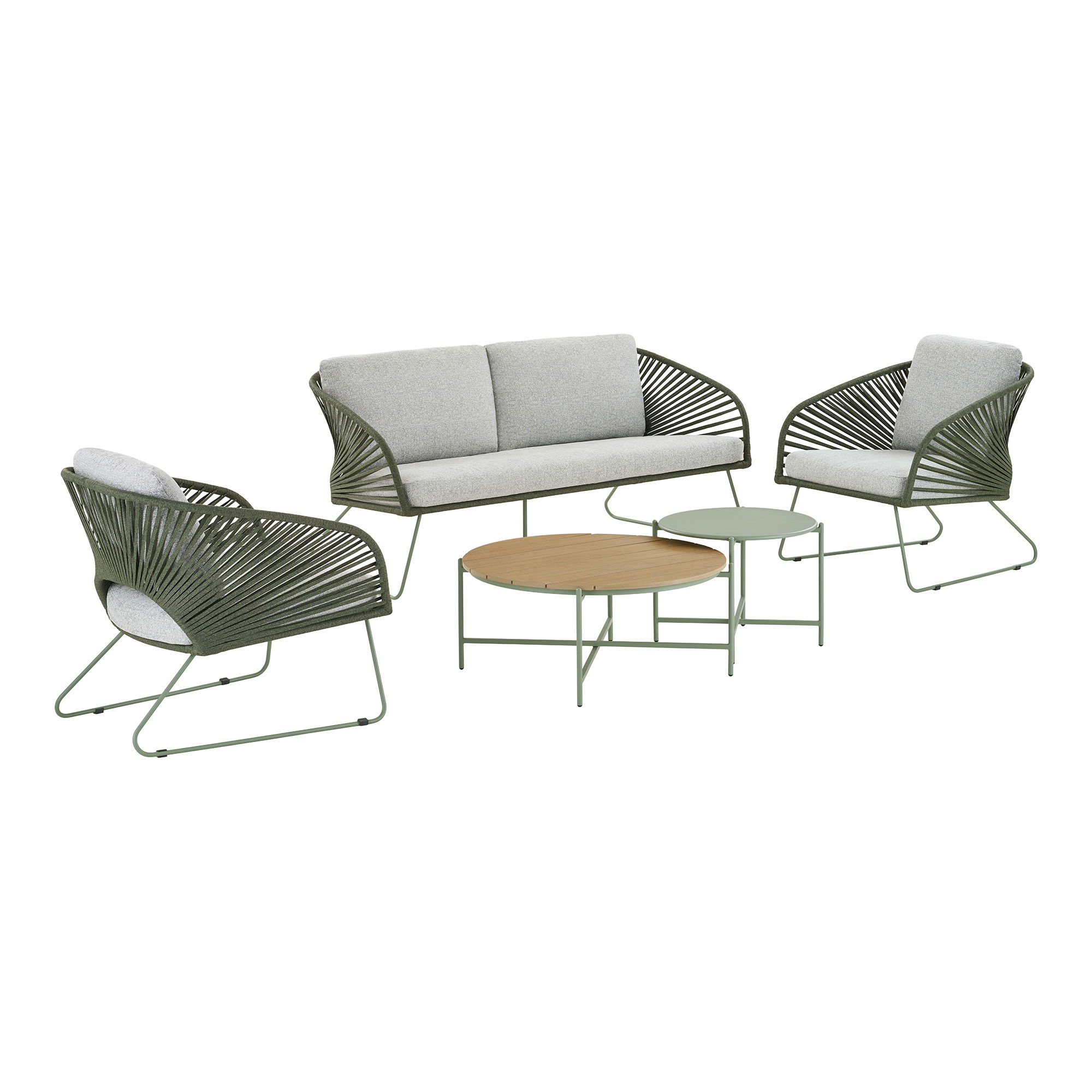 Novella lauko baldų komplektas | 71/162 x 73 x 78 cm | Pilka, Žalia
