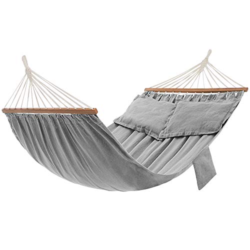 Dygsniuotas hamakas 210 x 150 cm | 300 kg | Supynės su 2 pagalvėlėmis