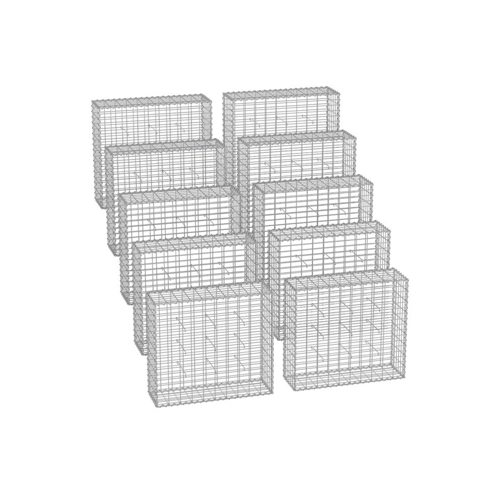 Gabionų krepšiai su 5 x 10 cm dydžio akutėmis akmenims, 10 vnt.