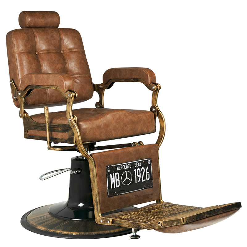 Kirpyklos kėdė Barber Chair Gabbiano Boss Old Leather Light Brown