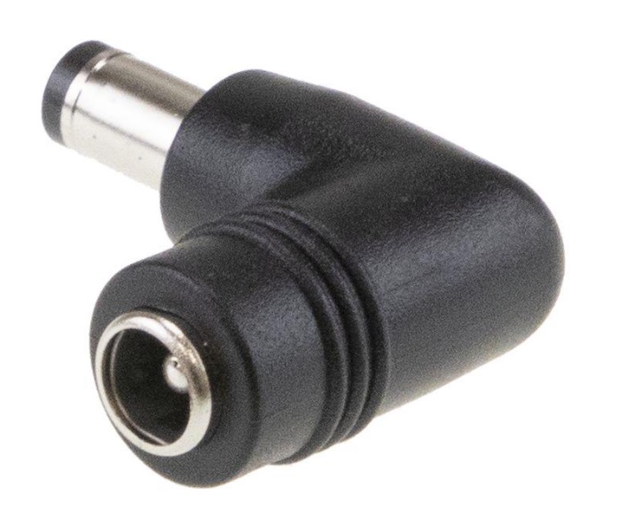 Kištukas iš 2.5x5.5x11mm į 2.1x5.5x11mm, kampinis