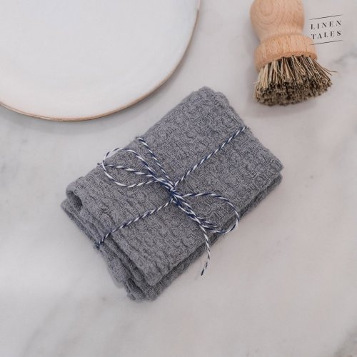 Linen Tales Linen Dishcloth Set of 2 Lininių virtuvės šluosčių rinkinys, Ash