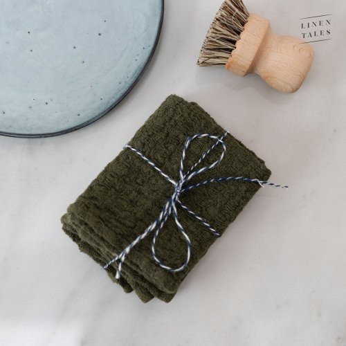 Linen Tales Linen Dishcloth Set of 2 Lininių virtuvės šluosčių rinkinys, Martini Olive