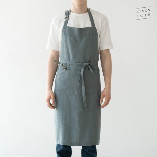 Linen Tales Linen Chef Apron Lininė prijuostė, Blue Fog