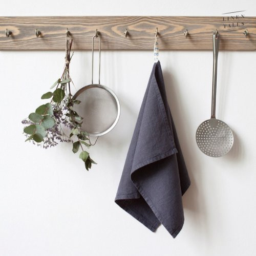Linen Tales Linen Kitchen Towel Lininis virtuvės rankšluostis, Dark Grey