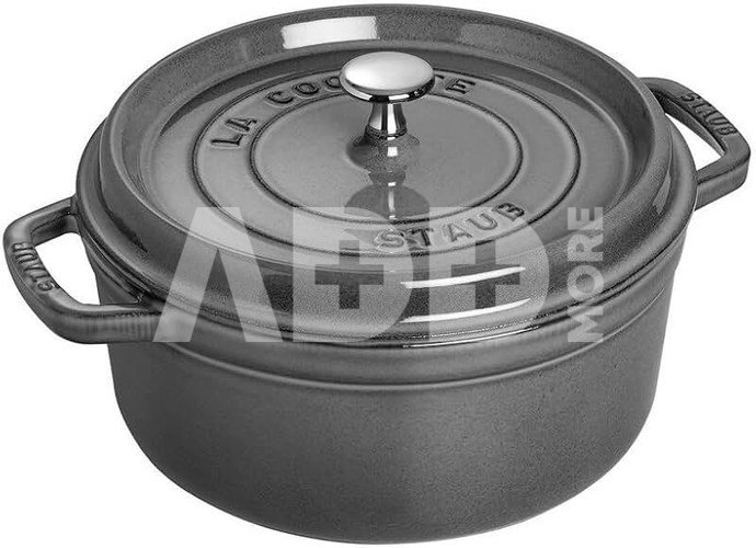 Staub Round Cocotte, 24cm cast iron, graphite grey