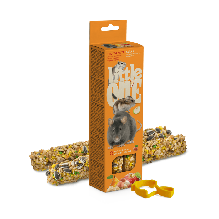 Little one lazdelės žiurkėnams ir kt. graužikams su vaisiais ir riešutais, 2x60 g