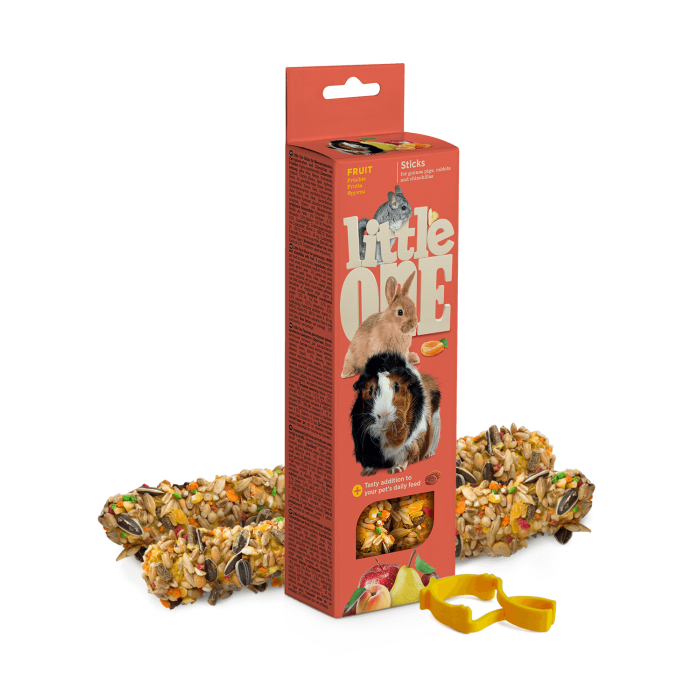 Little one lazdelės jūrų kiaulytėms, triušiams ir šinšiloms su vaisiais, 2x60 g