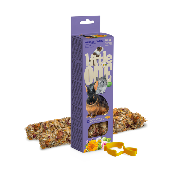 Little one lazdelės jūrų kiaulytėms, triušiams ir šinšiloms su žolėmis ir gėlėmis, 2x55 g
