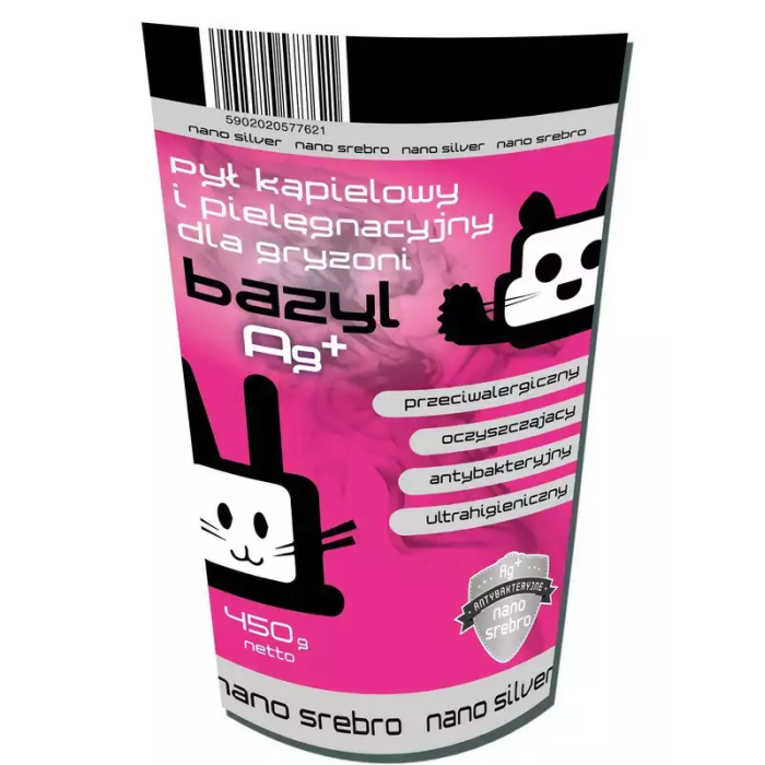 Bazyl Ag+ bathing and care powder bentonito milteliai smulkiems graužikams, 450 g