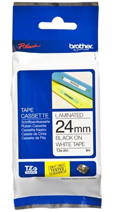 Eksploatacinė medžiaga Brother  TZ-251 Laminated Tape  Black on White  TZe  8 m  2.4 cm